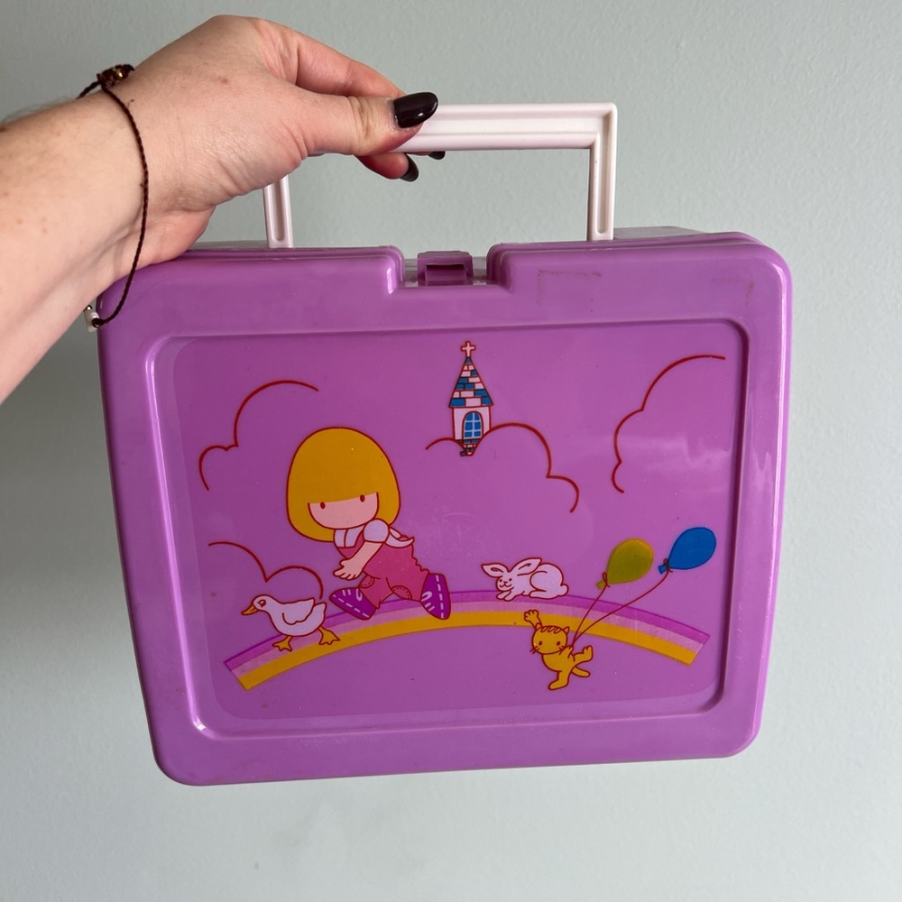 Little Twin Stars 80s Retro Purple Plastic Lunch Box Thermos Vintage Collectible